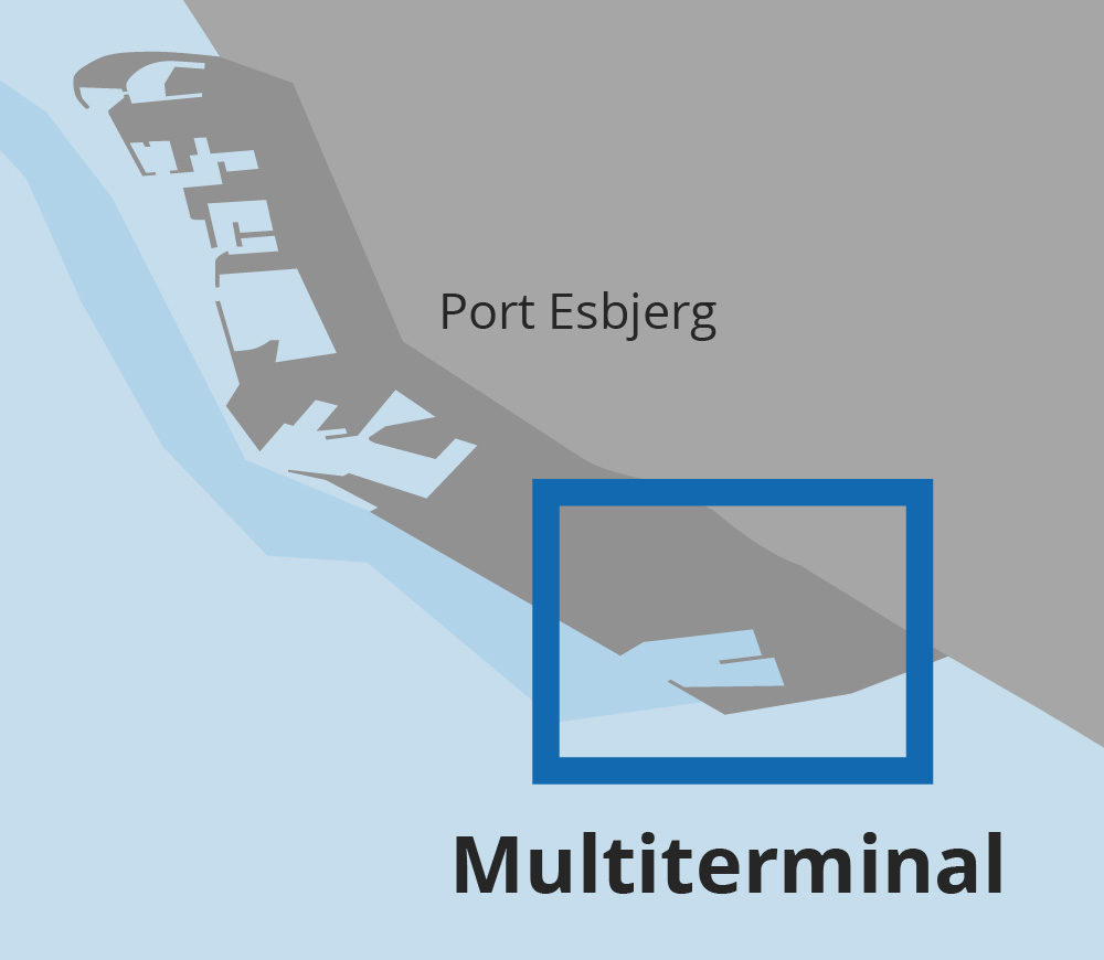 ALT text for the sketch: A sketch depicting Multiterminal – The Port within a port, your maritime gateway to the world. Multiterminal is a dynamic hub connecting you to a global network, offering efficient logistics services. The versatile multipurpose terminal features state-of-the-art facilities, skilled workers, and AEO certified customs clearance for smooth and professional cargo handling.